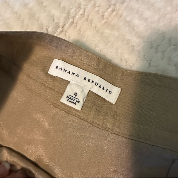 Banana Republic Skirt Womens 4 Golden Tan Linen Silk Blend Lined Career Classic - Picture 4 of 8
